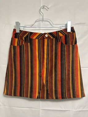 Altar’D State Striped Boho Corduroy Mini Skirt Women’s Size Small